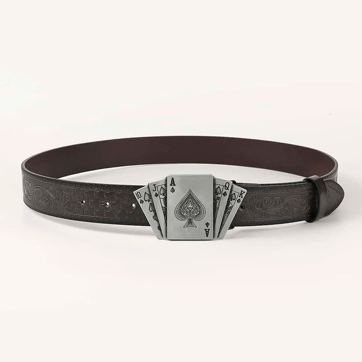 Men's Playing Cards Poker Gambling Leather Belt - image 1