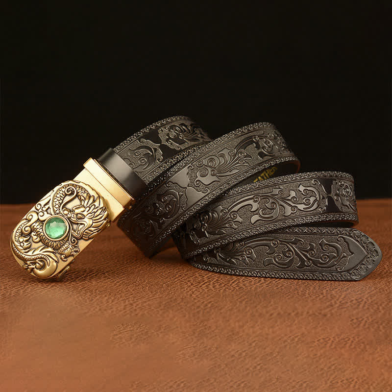 Men's Engraved Dragon Gemstone Leather Belt - image 19