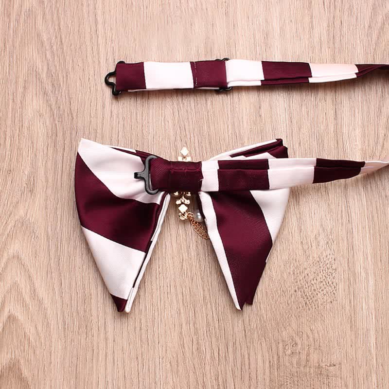 Men's Pearl Striped Oversized Pointed Bow Tie - image 3