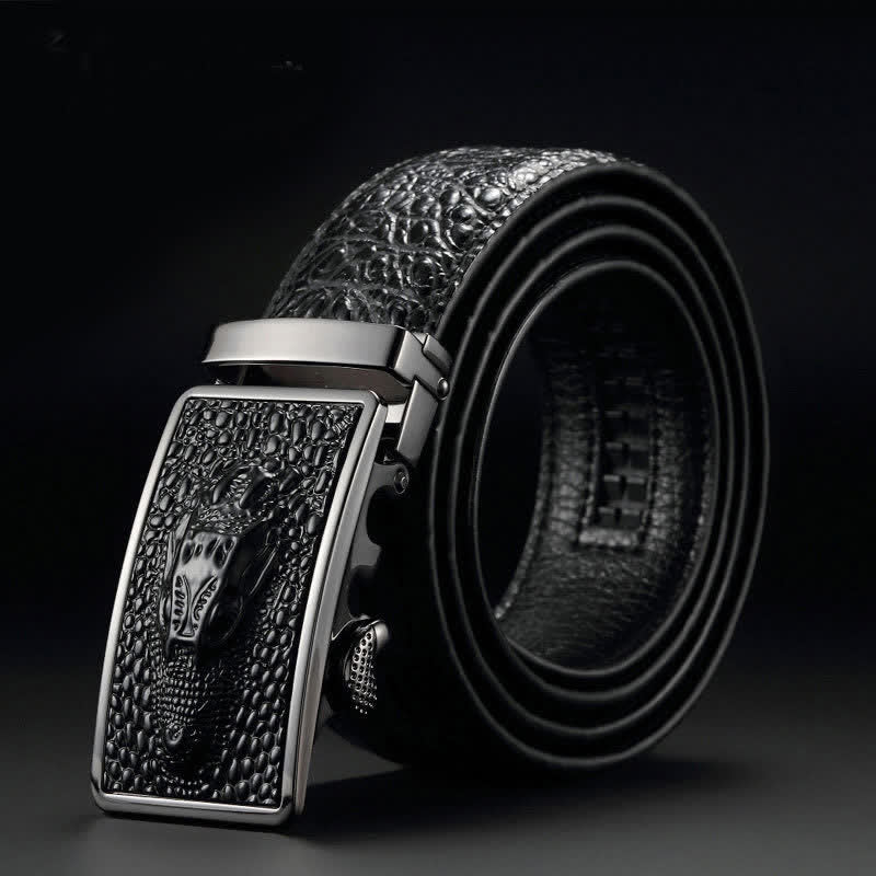 Men's Exotic Alligator Head Buckle Leather Belt - image 3