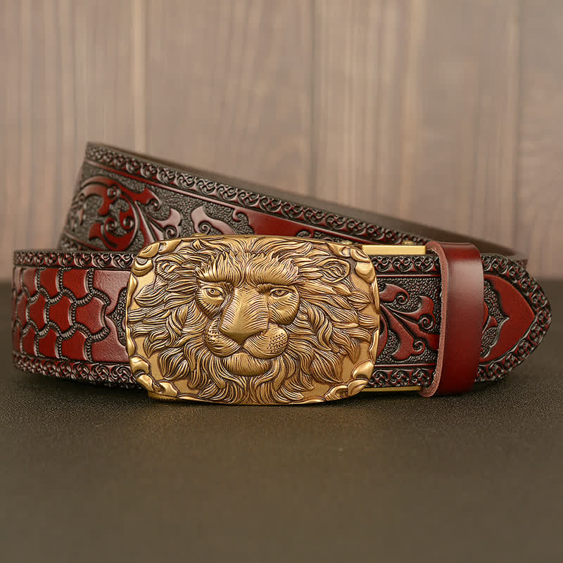 Men's Honor Male Lion Head Leather Belt - image 4