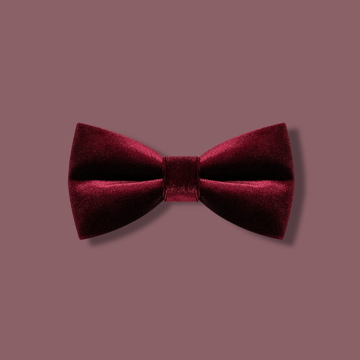 Men's Burgundy Solid Color Velvet Bow Tie - Burgundy - image 1