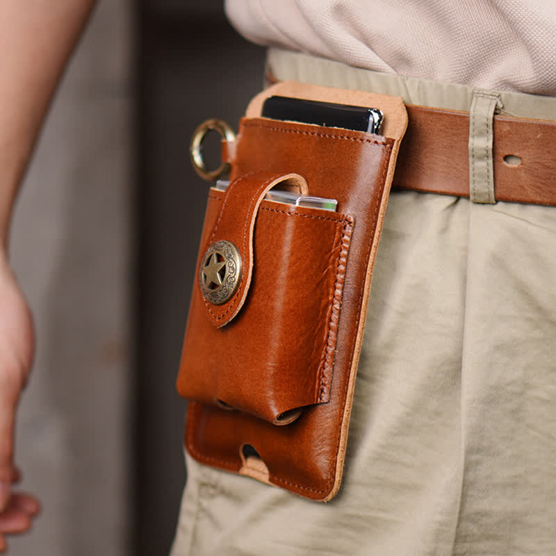 Star Magnetic Suction Leather Phone Belt Bag - image 1