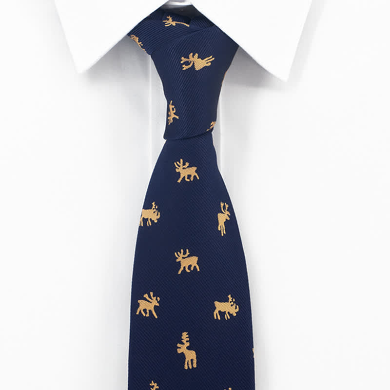 Men's Midnight Blue Vintage Elk Necktie - image 1