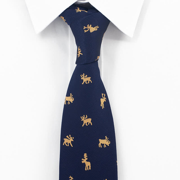 Men's Midnight Blue Vintage Elk Necktie - image 1
