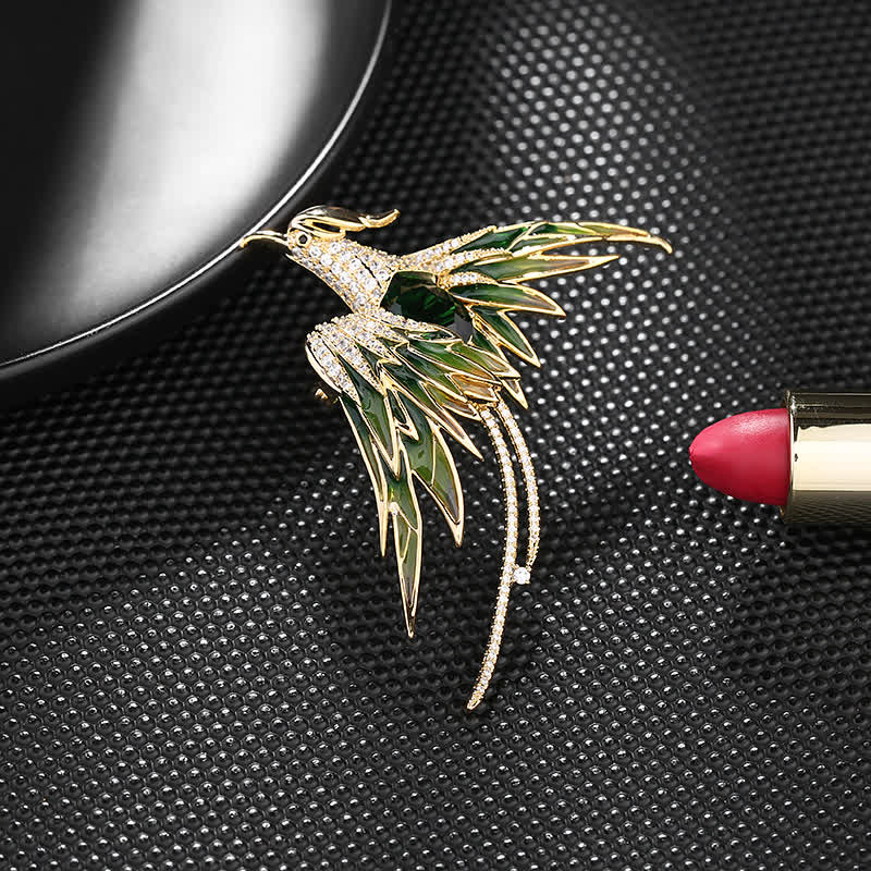 Women's Vintage Phoenix Bird Brooch - Green - image 7