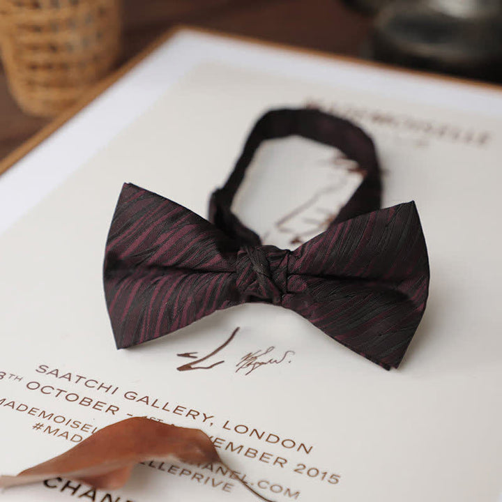 Men's Delicate Vintage Plain Bow Tie - Purple Streaks - image 25