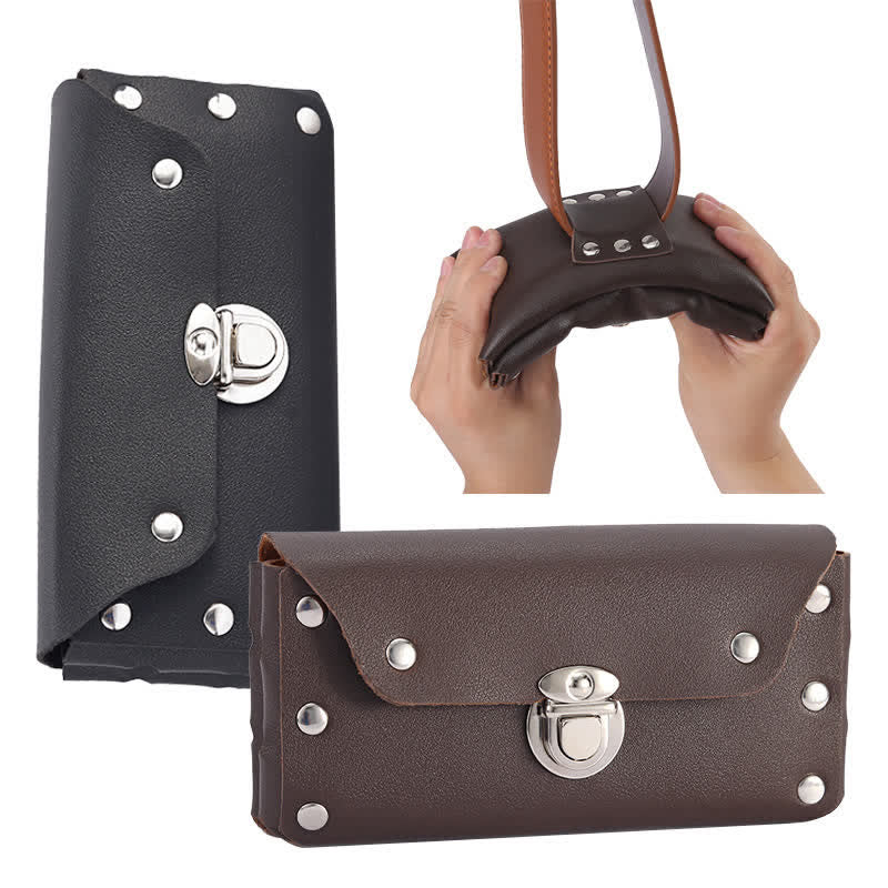 Rivet Decor Button Universal Phone Leather Belt Bag - image 4