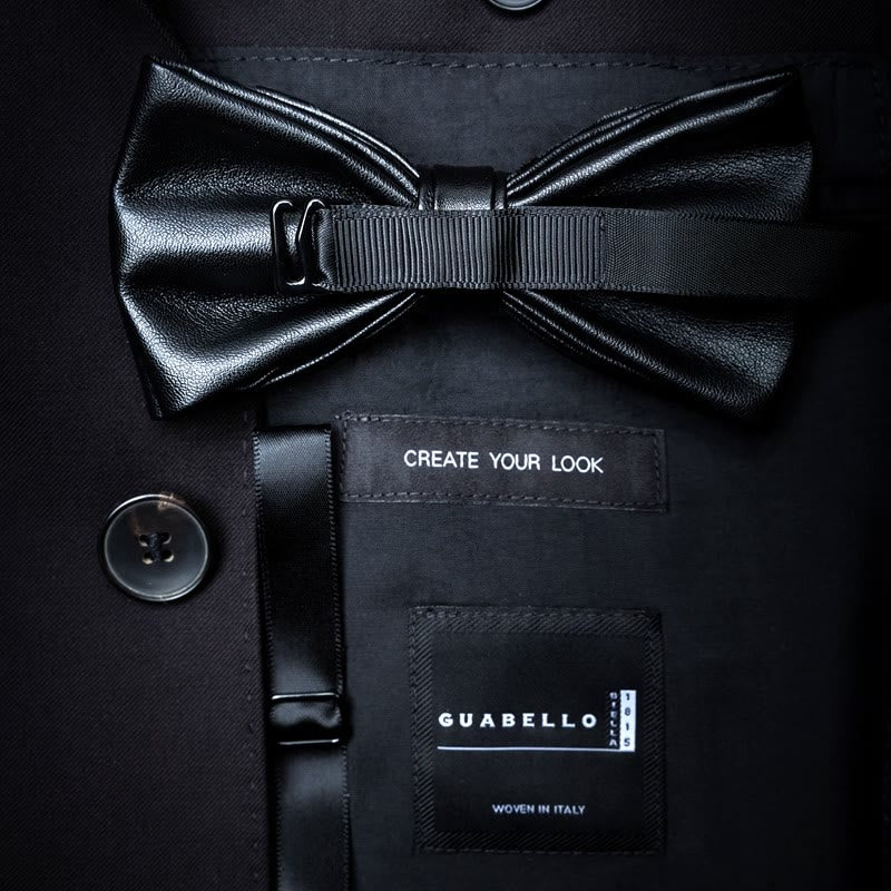 DarkViolet White Polka Dots Feather Bow Tie with Lapel Pin - image 3