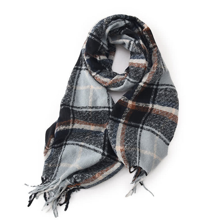 Women's Daily Knit Woven Tartan Checker Scarf - Blue - image 4