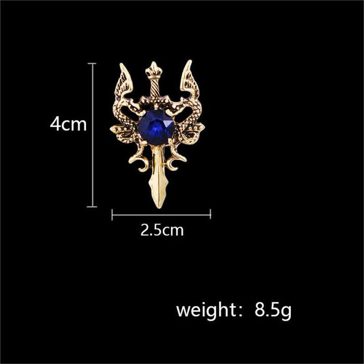 Men's Retro Gem Dragon Sword Brooch - image 5