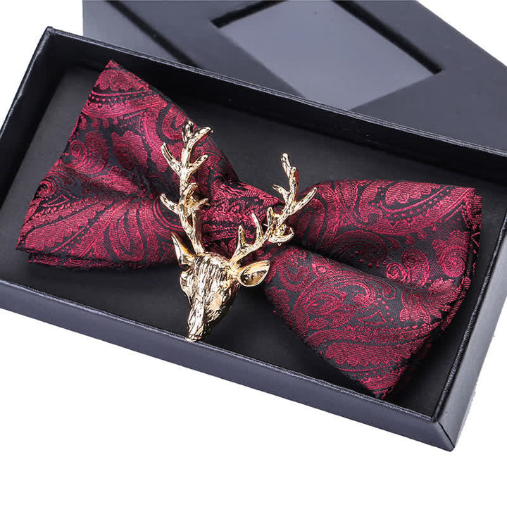 Men's Paisley Christmas Elk Head Decor Bow Tie - image 3