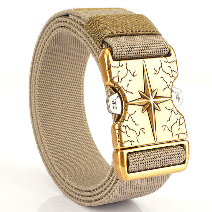 Men's Tactical Quick Release Elastic Canvas Belt - Khaki - 50" - image 12