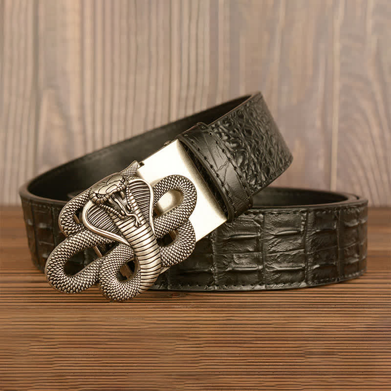 Men's Curled Cobra Alligator Pattern Leather Belt - image 23