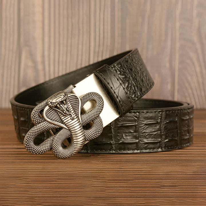 Men's Curled Cobra Alligator Pattern Leather Belt - image 23