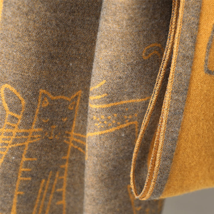 Women's Cat Print Double-Sided Shawl Scarf - image 20