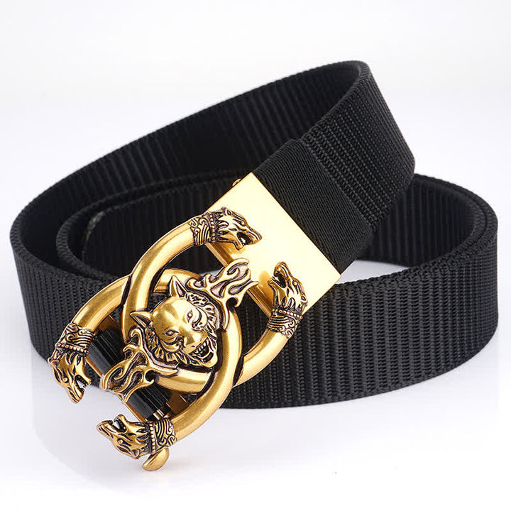 Men's Fierce Wolves In Flame Nylon Belt - Black / Gold - 48" - image 8