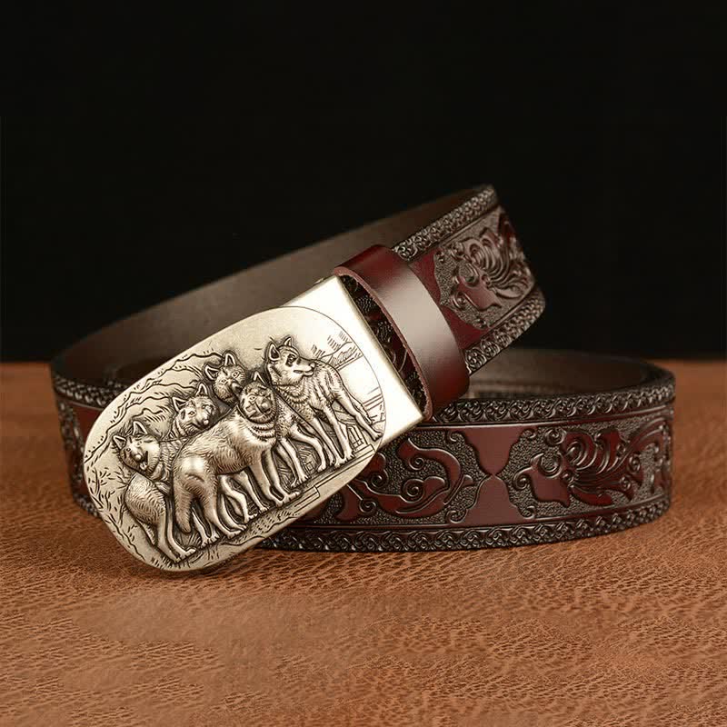 Men's Retro Pack Of Wolves Leather Belt - image 12