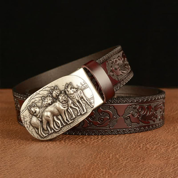 Men's Retro Pack Of Wolves Leather Belt - image 12