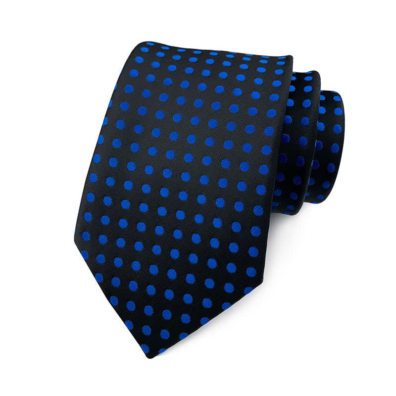 Men's Polka Dots Necktie - Small Dots - Blue & Black - image 13
