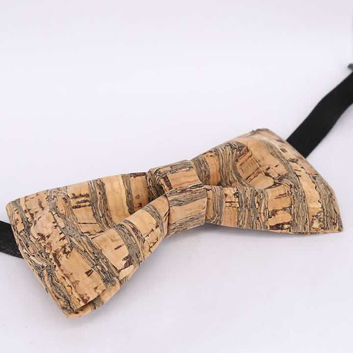 Men's Cork Graphic Lines Wooden Bow Tie - image 5