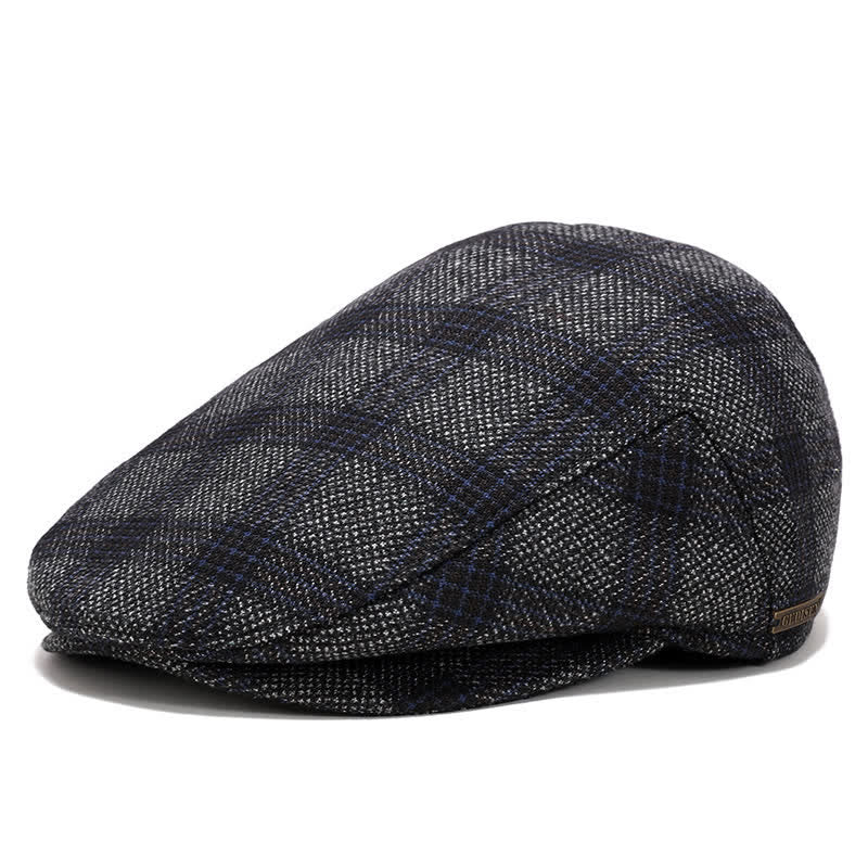 Sport Ivy Flat Cap with Earflap Beret - Gray Plaid - Adjustable (about 22"-23 5/8") - image 12