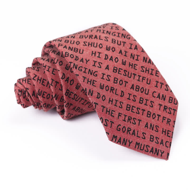Men's Creative Casual English Letter Necktie - Red - image 9