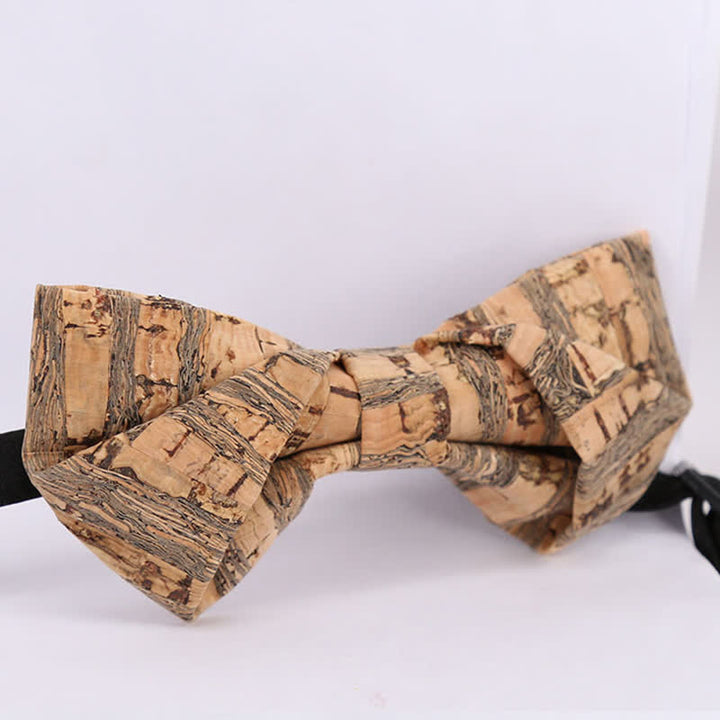 Men's Cork Graphic Lines Wooden Bow Tie - image 8
