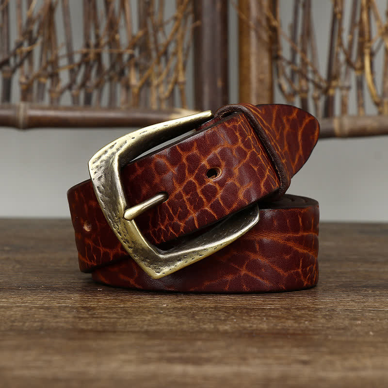 Men's Retro Yak Skin Pattern Leather Belt - image 6
