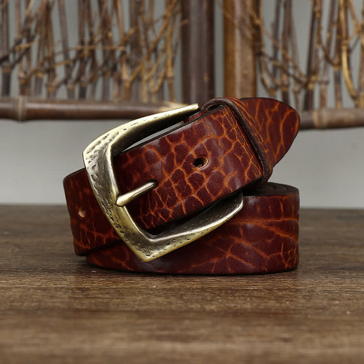 Men's Retro Yak Skin Pattern Leather Belt - image 6