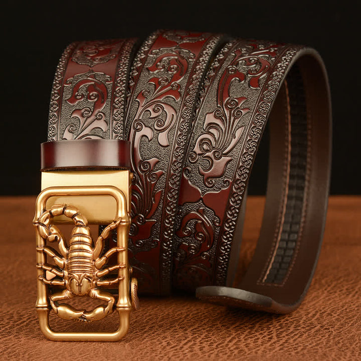 Men's Scorpion Embossed Engraved Leather Belt - image 10
