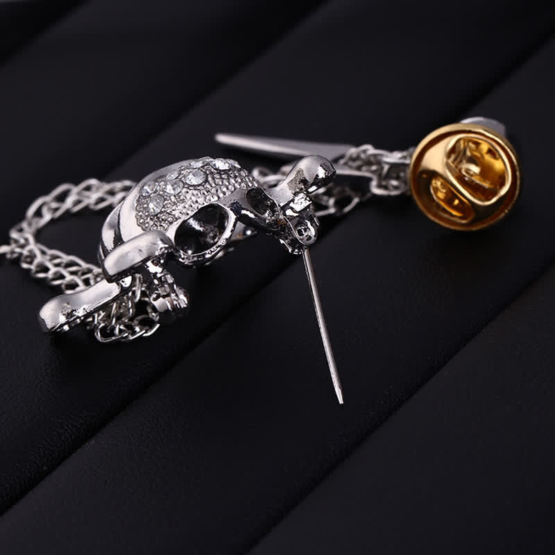 Men's Gothic Skull Lightning Chain Brooch - image 3