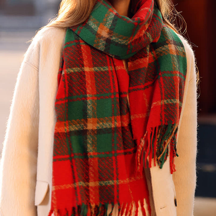 Women's Daily Knit Woven Tartan Checker Scarf - image 0