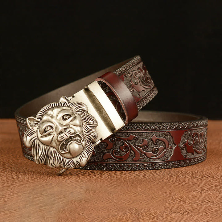 Men's 3D Sculpture Lion Head Leather Belt - image 13