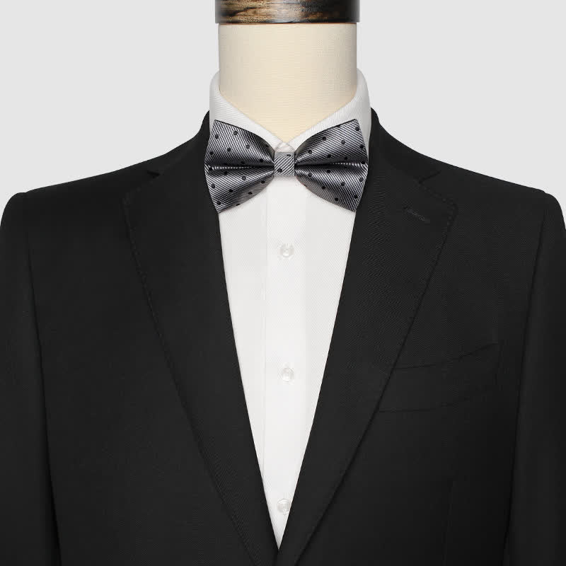 Men's Classic Gray Polka Dots Bow Tie - image 1