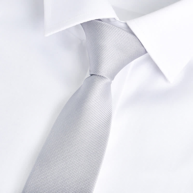Men's Solid Color Zipper Tie Adjustable Necktie - Silver - image 16