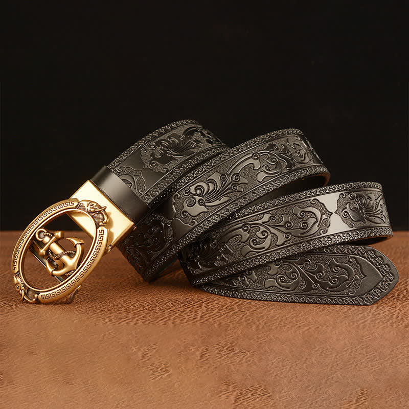 Men's Nautical Anchor Buckle Leather Belt - image 11