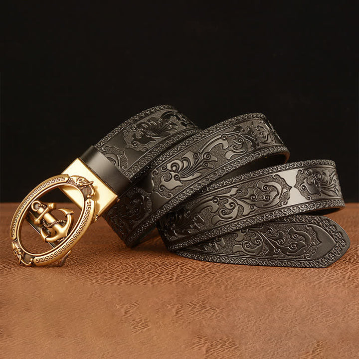 Men's Nautical Anchor Buckle Leather Belt - image 11