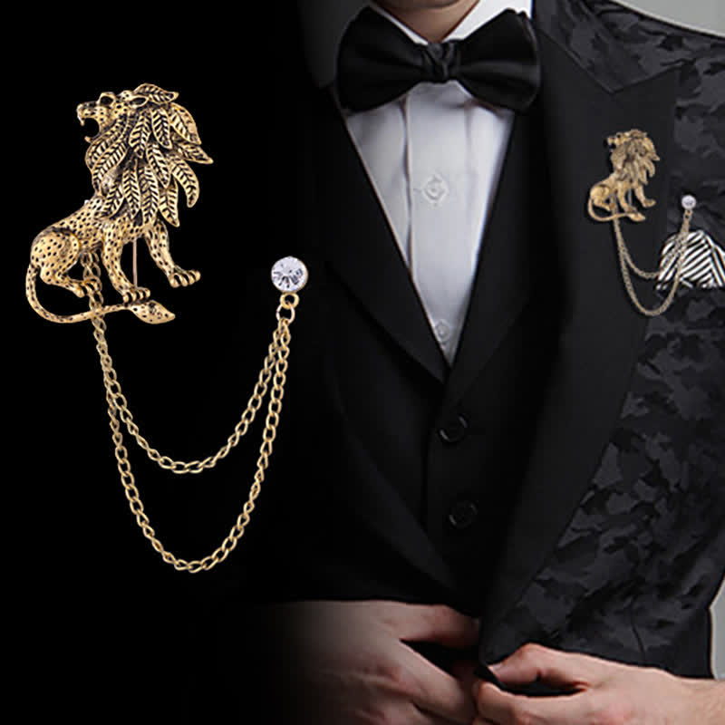 Men's Domineering Lion Chain Brooch - image 5