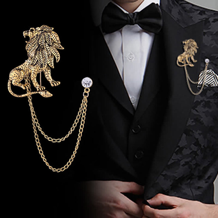 Men's Domineering Lion Chain Brooch - image 5