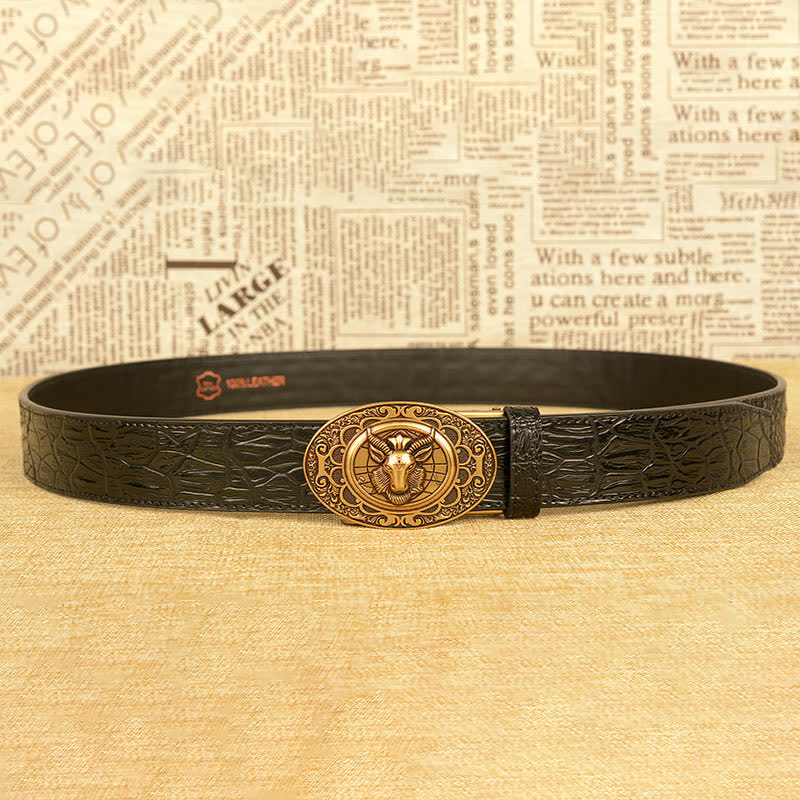 Men's Wild Goat Alligator Pattern Leather Belt - image 6