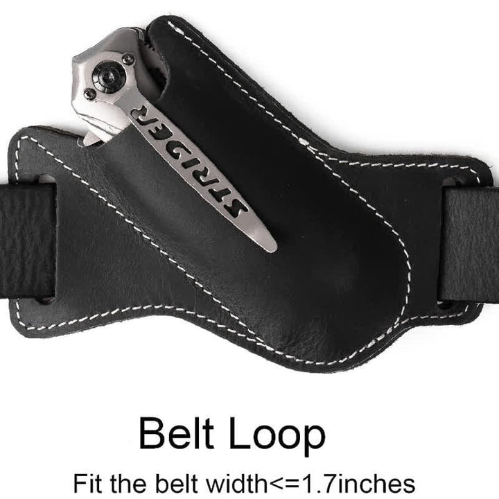 EDC Folding Knife Sheath Leather Holster Belt Bag - image 6