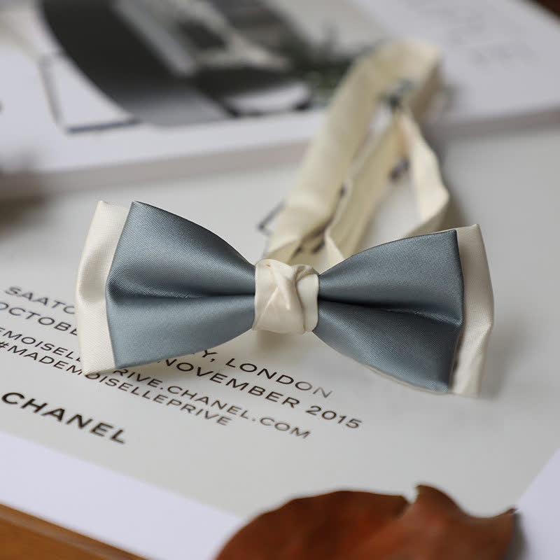 Men's Macaron Color & White Double-layer Bow Tie - image 2