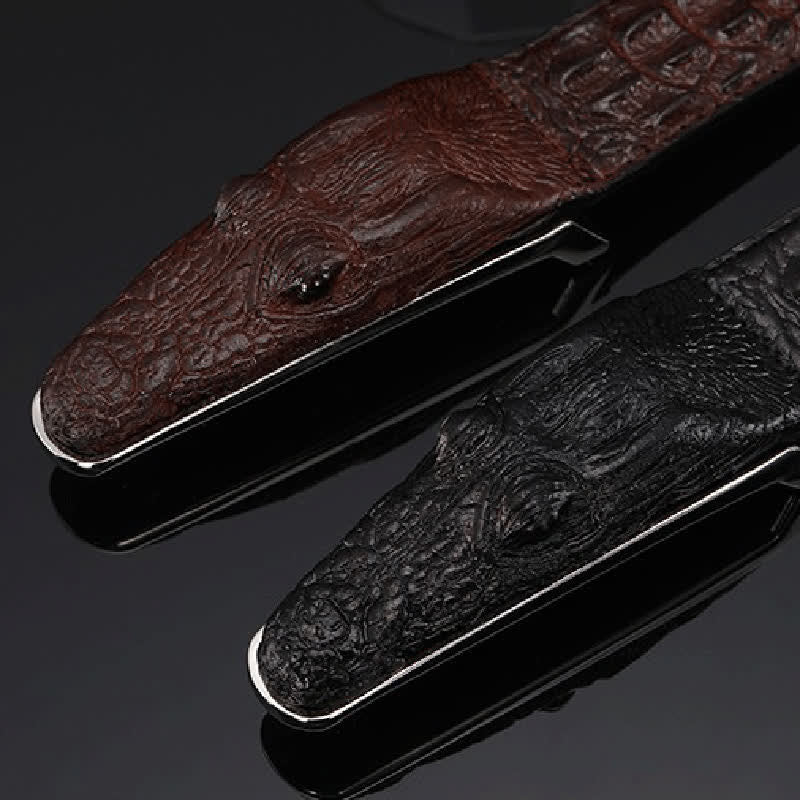 Men's Lifelike Crocodile Head Buckle Leather Belt - image 5