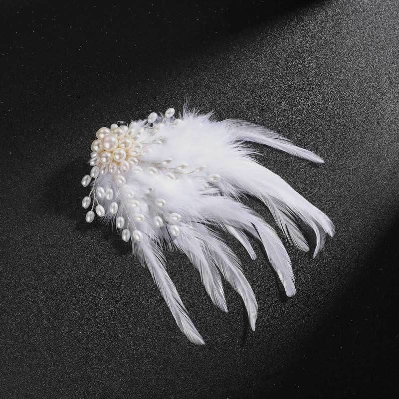 Women's Temperament Pearl Feather Brooch - White - image 3