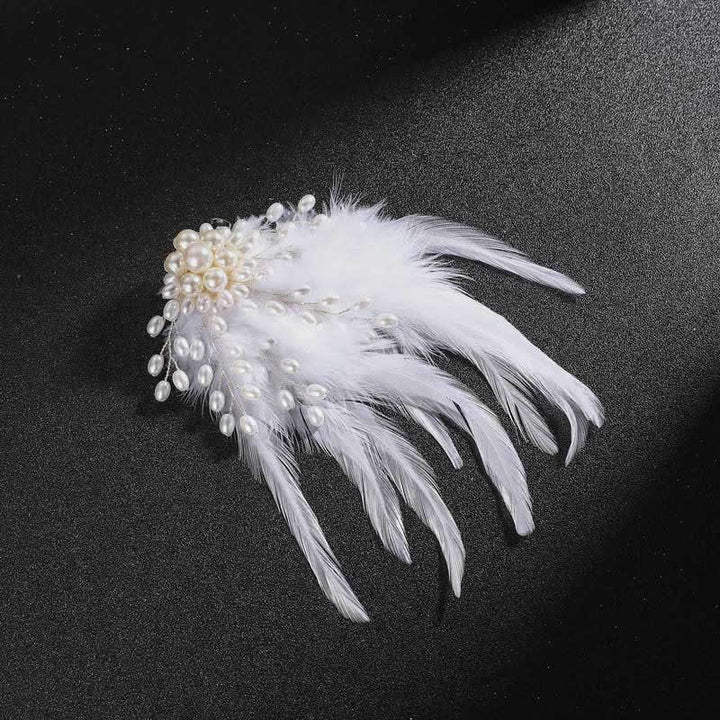 Women's Temperament Pearl Feather Brooch - White - image 3