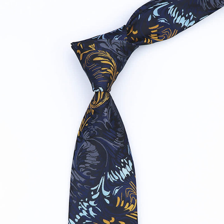 Men's Novelty Paisley Striped Flower Necktie - image 2
