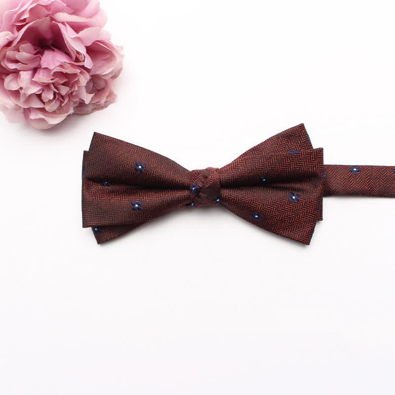 Men's Geometrical Business Office Bow Tie - Burgundy Floral - image 8
