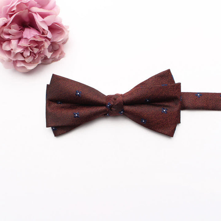 Men's Geometrical Business Office Bow Tie - Burgundy Floral - image 8