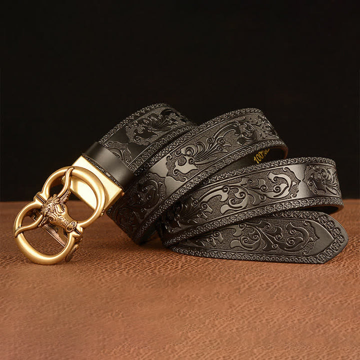 Men's Bull Head Buckle Leather Belt - image 11